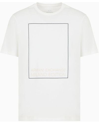 Armani Exchange Regular Fit T-shirt In Asv Organic Cotton With Print - White
