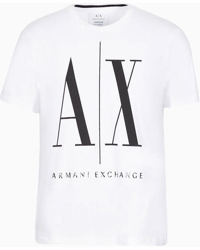 Armani Exchange Jersey-t-shirt In Normaler Passform - Weiß