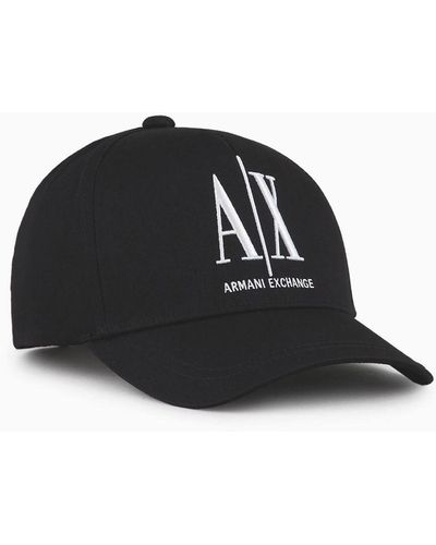 Armani Exchange Casquette de baseball en algodón con logo - Negro