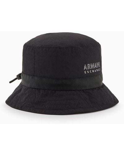 Armani Exchange Bucket Hat With Logo Patch - Black