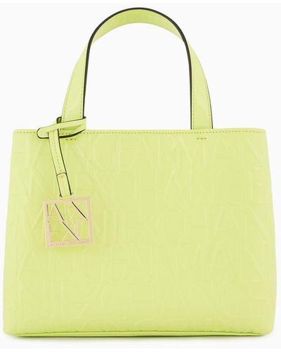 Armani Exchange Embossed Small Tote Bag - Yellow