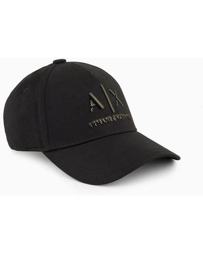 Armani Exchange Hat With Visor And Logo - Black