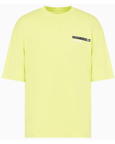 Armani Exchange Relaxed Fit T-shirt In Asv Organic Cotton With Logo On The Chest - Yellow