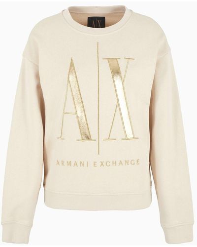Armani Exchange Icon Logo Crew Neck Sweatshirt - Natural
