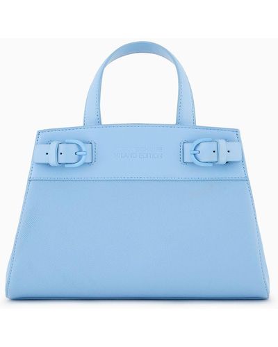 Armani Exchange Tote Bag Media Con Fibbie Laterali - Blu