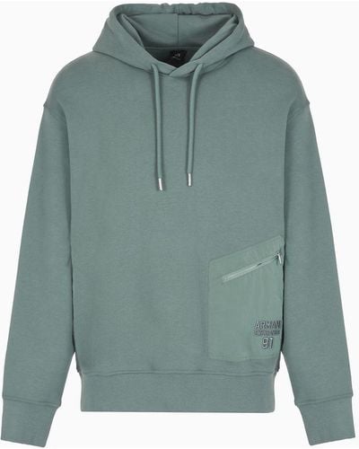 Armani Exchange French Terry Cotton Sweatshirt With Contrasting Patches - Green