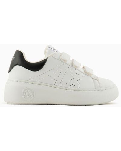 Armani Exchange Trainers With High Sole And Tears - White