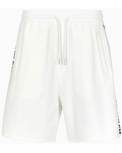 Armani Exchange Shorts In Jacquard Fabric With Logo Tape - White