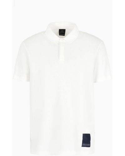 Armani Exchange Regular Fit Polo Shirt With Contrasting Asv Patch - White