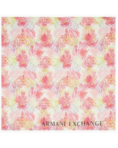 Armani Exchange Patterned Scarf In Asv Fabric - Pink