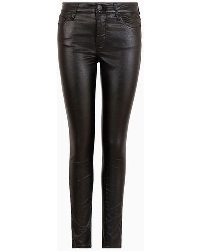 Armani Exchange J01 Super Skinny Jeans In Coated Fabric - Black