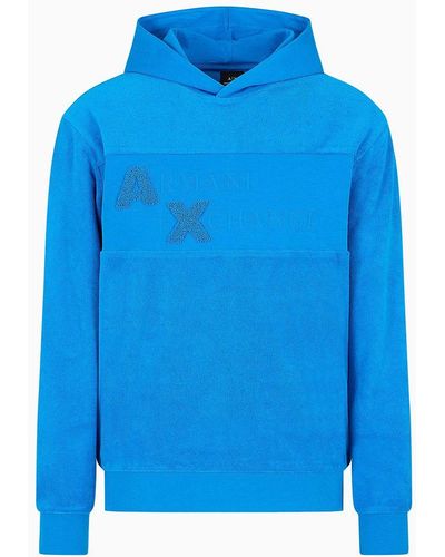 Armani Exchange Hooded Sweatshirt With Tone-on-tone Application - Blue