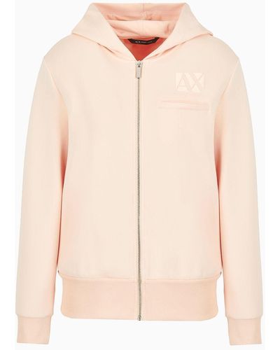 Armani Exchange Scuba Fabric Sweatshirt With Hood And Zip - Pink