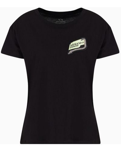 Armani Exchange T-shirt Boyfriend Fit In Cotone Organico Asv - Nero