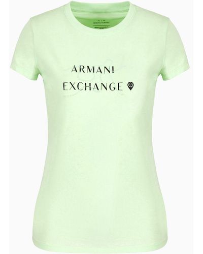 Armani Exchange Slim Fit T-shirt In Asv Organic Cotton With Sequins - Green