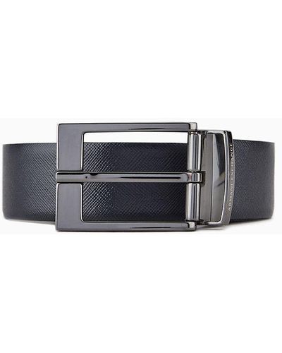 Armani Exchange Faux Leather Belt - Blue