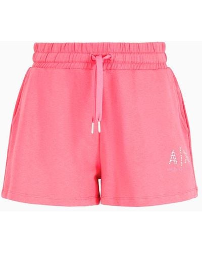 Armani Exchange Shorts In Asv Organic Cotton French Terry - Pink