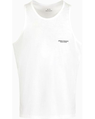 Armani Exchange Canotta In Jersey Di Cotone Mercerizzato - Bianco