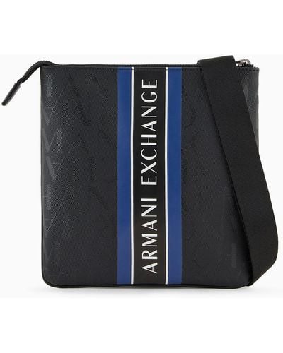 Armani Exchange All Over Logo Crossbody Bag - Blue