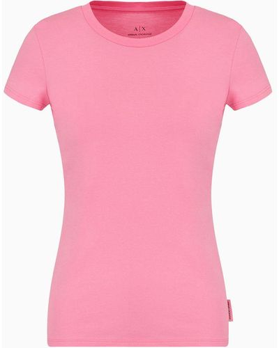 Armani Exchange Slim Fit Short Sleeve Pima Cotton T-shirt - Pink