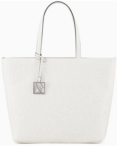 Armani Exchange Shopper Avec Logo En Relief Sur Toute La Surface - Blanc