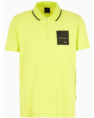 Armani Exchange Regular Fit Polo Shirt In Asv Organic Cotton - Yellow