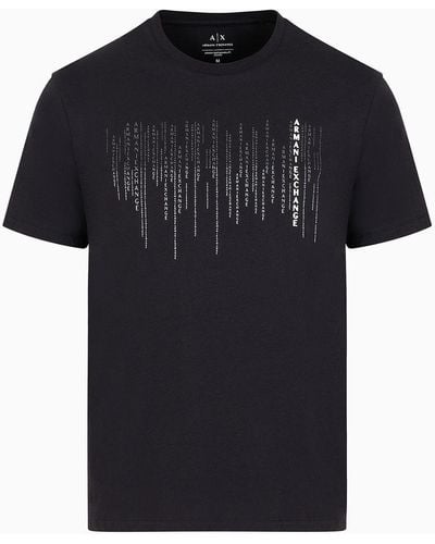 Armani Exchange Regular Fit T-shirt In Tone-on-tone Jersey - Black