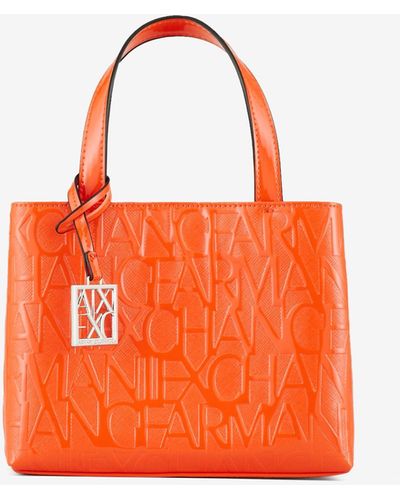 Armani Exchange Embossed Small Tote Bag - Orange