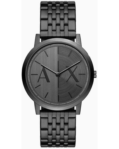 Armani Exchange Reloj De Acero Inoxidable Negro Con Dos Manecillas