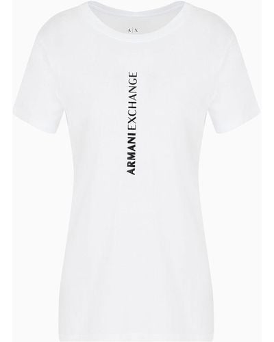 Armani Exchange Slim Fit Pima Cotton T-shirt With Logo Print - White
