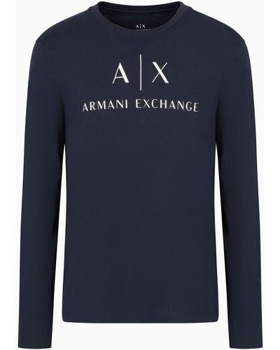 Armani Exchange T-shirt À ches Longues - Bleu