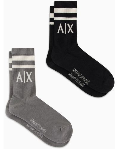 Armani Exchange Two Pack Of Terrycloth Socks - White