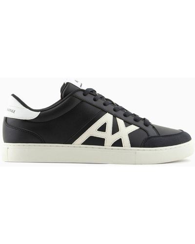 Armani Exchange Microsuede Trainers With Logo - Blue