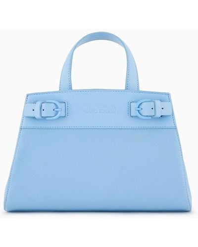 Armani Exchange Medium Tote Bag With Side Buckles - Blue