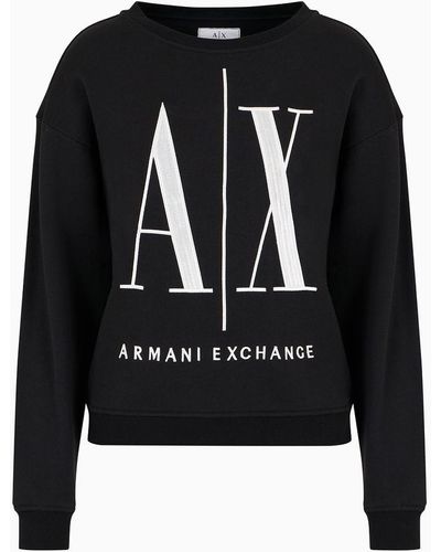 Armani Exchange Icon Logo Crew Neck Sweatshirt - Black