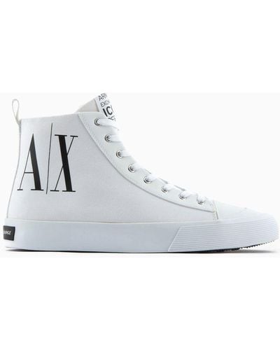 Armani Exchange Icon Logo High Top Sneakers - White