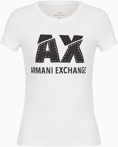 Armani Exchange T-shirt Regular Fit In Jersey - Bianco