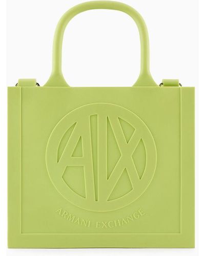 Armani Exchange Milky Bag With Embossed Logo In Recycled Material - Green