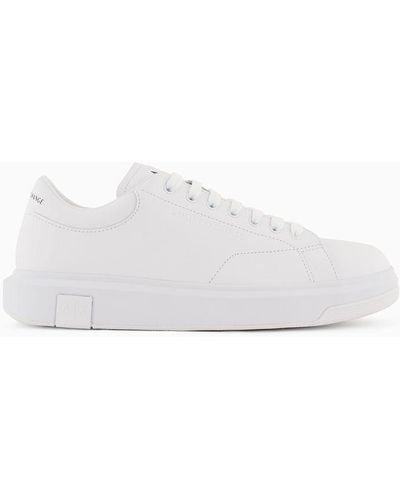 Armani Exchange Sneakers In Action Leather - Bianco