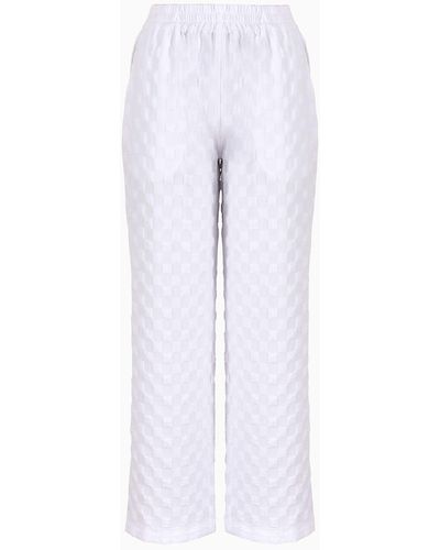 Armani Exchange Pants In Jacquard Check Fabric - Grey