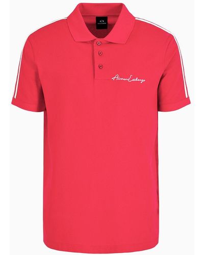 Armani Exchange Regular Fit Polo Shirt With Signature Logo - Pink