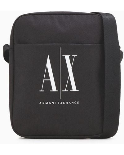 Armani Exchange Icon Logo Fabric Crossbody Bag - Black