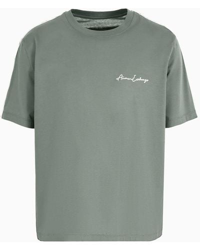 Armani Exchange Signature Logo Crew Neck T-shirt - Green