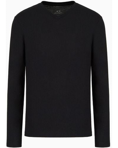 Armani Exchange Long Sleeved Pima Cotton T-shirt - Black