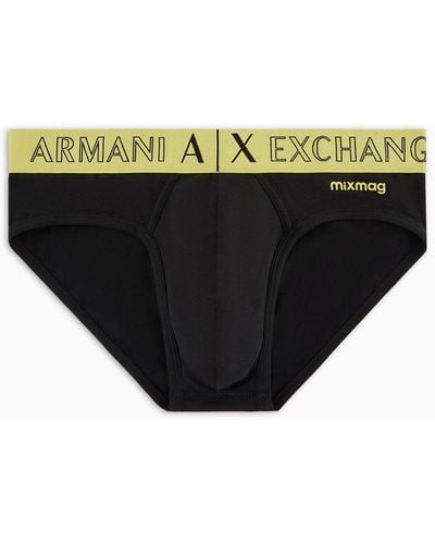 Armani Exchange Slip Con Fascia A Contrasto In Tessuto Organico Asv - Nero