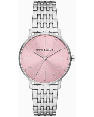 Armani Exchange Three-hand Stainless Steel Watch - Pink