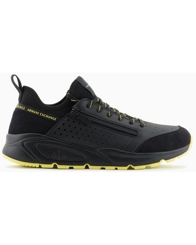 Armani Exchange Trainers With Pull Tab On The Back - Black