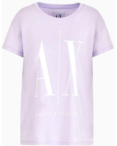 Armani Exchange Icon Logo Boyfriend Fit T-shirt - Purple