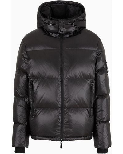 Armani Exchange Full Zip Down Jacket With Hood - Black