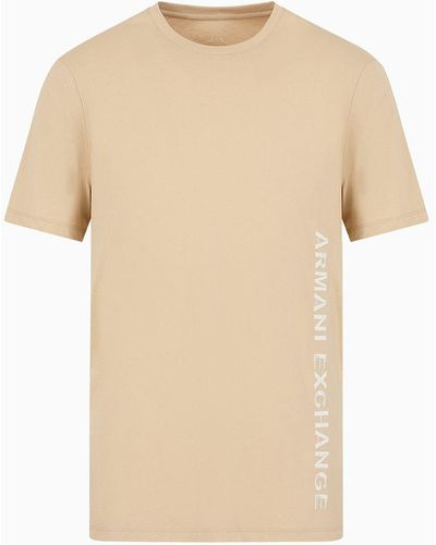 Armani Exchange Regular Fit T-shirt In Asv Organic Cotton With Print - Natural
